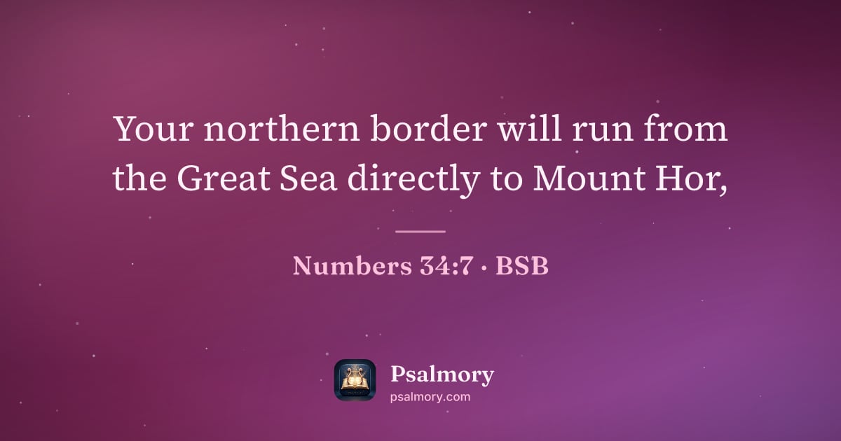 Numbers 34:7 verse artwork: Your northern border will run from the Great Sea directly to Mount Hor,