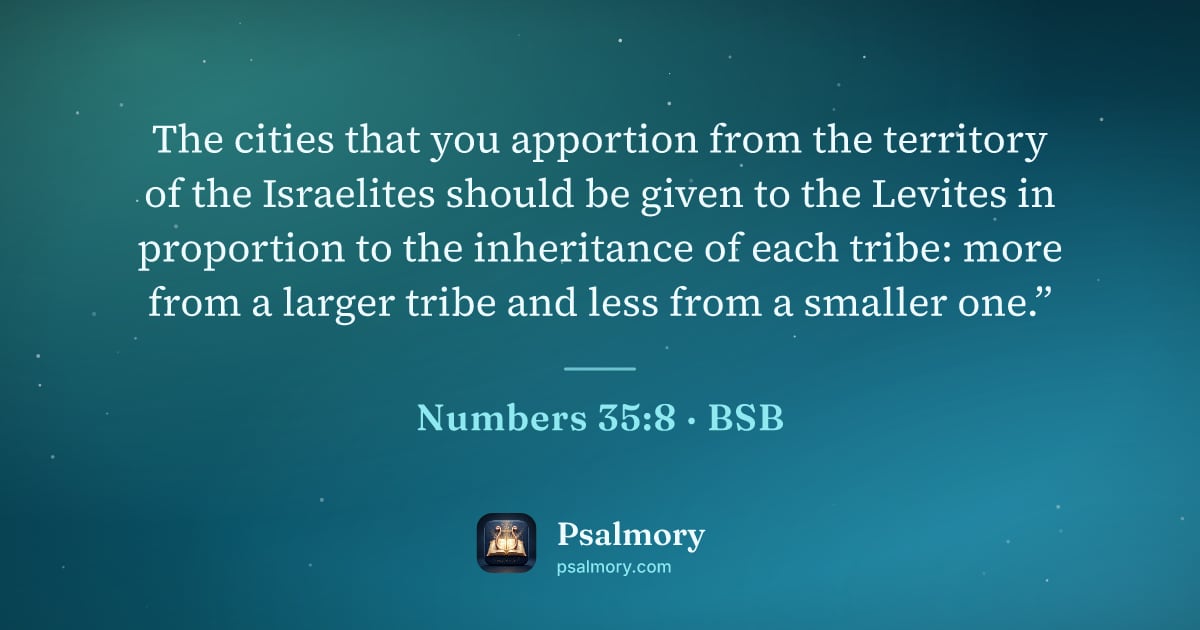 Numbers 35:8 verse artwork: The cities that you apportion from the territory of the Israelites should be given to…