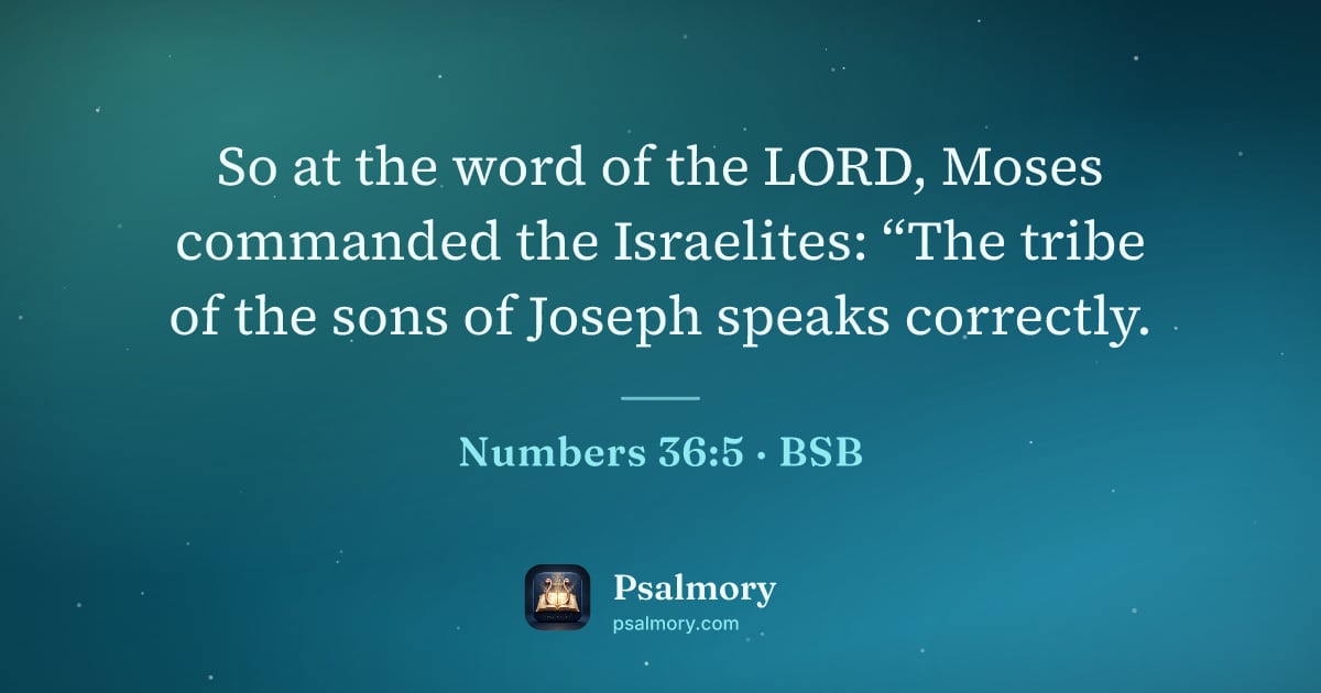 Numbers 36:5 verse artwork: So at the word of the LORD, Moses commanded the Israelites: “The tribe of the sons of…