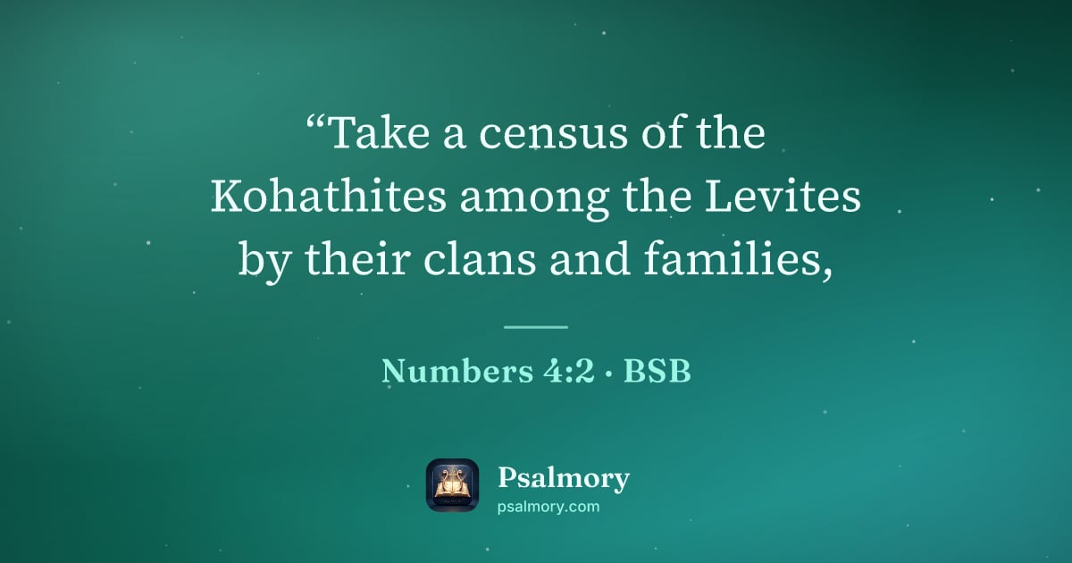 Numbers 4:2 verse artwork: “Take a census of the Kohathites among the Levites by their clans and families,