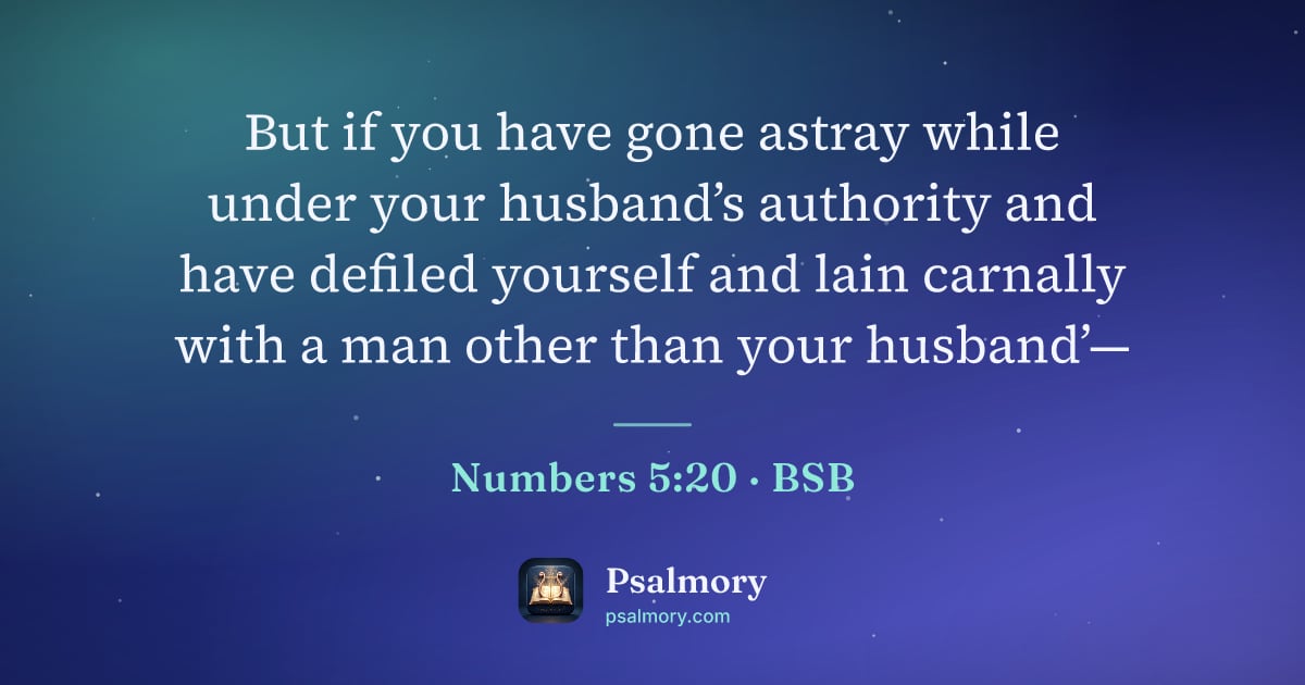 Numbers 5:20 verse artwork: But if you have gone astray while under your husband’s authority and have defiled…