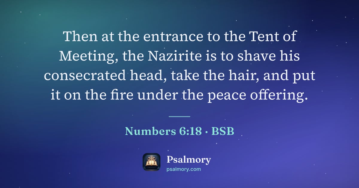 Numbers 6:18 verse artwork: Then at the entrance to the Tent of Meeting, the Nazirite is to shave his consecrated…