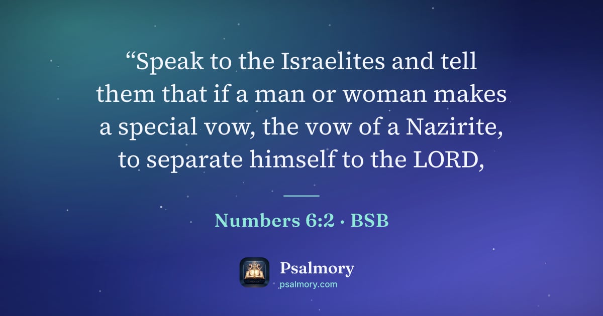 Numbers 6:2 verse artwork: “Speak to the Israelites and tell them that if a man or woman makes a special vow, the…