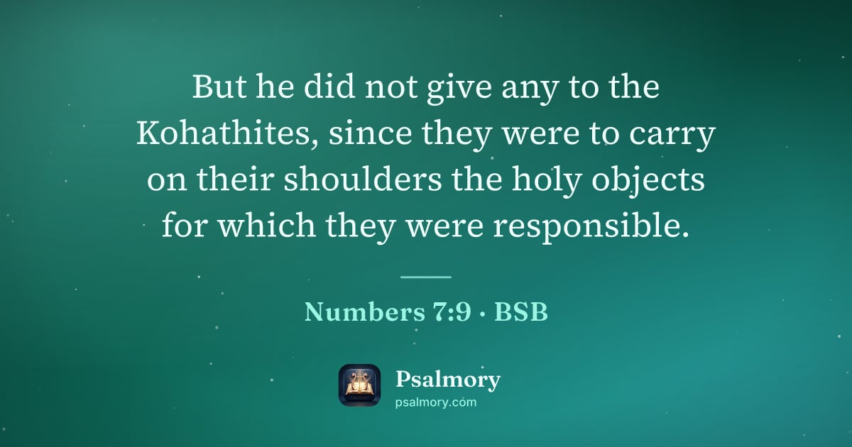 Numbers 7:9 verse artwork: But he did not give any to the Kohathites, since they were to carry on their shoulders…