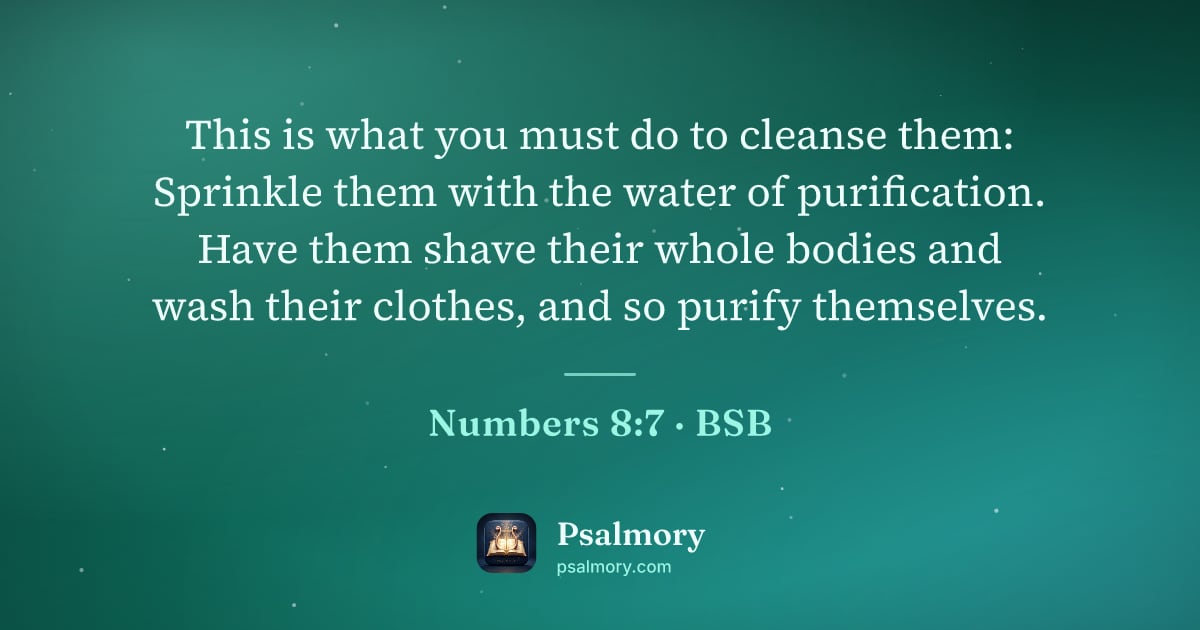 Numbers 8:7 verse artwork: This is what you must do to cleanse them: Sprinkle them with the water of purification.…
