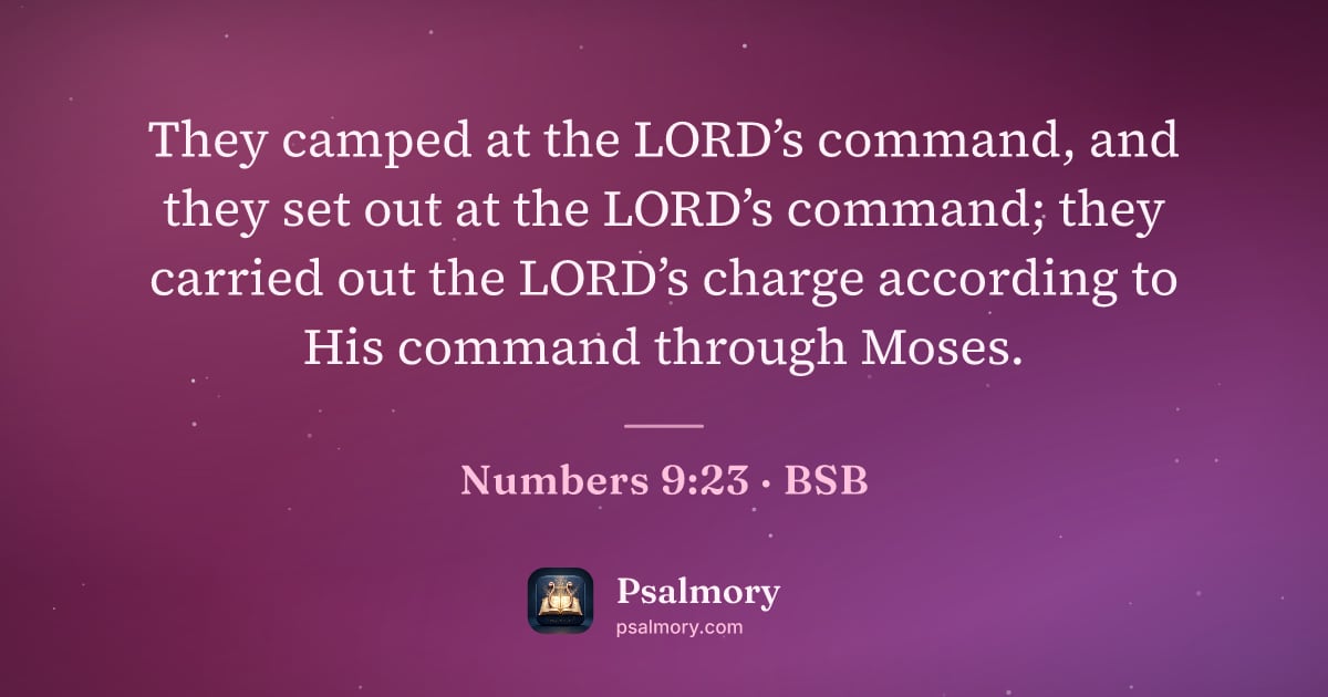 Numbers 9:23 verse artwork: They camped at the LORD’s command, and they set out at the LORD’s command; they carried…