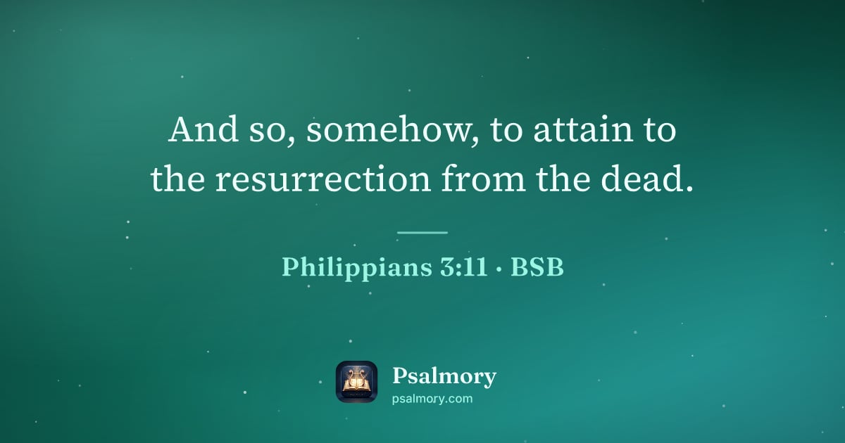 Philippians 3:11 verse artwork: And so, somehow, to attain to the resurrection from the dead.