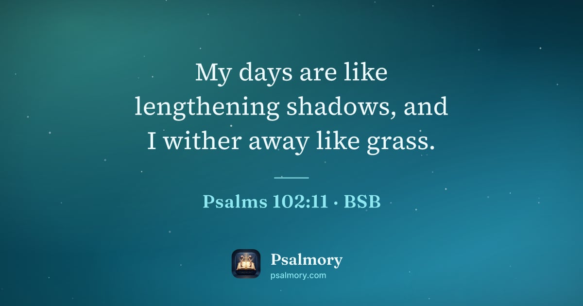 Psalm 102:11 verse artwork: My days are like lengthening shadows, and I wither away like grass.