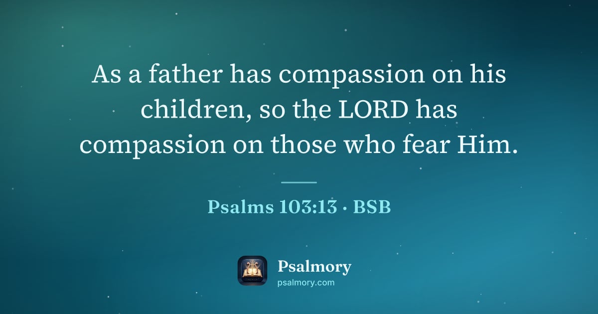 Psalm 103:13 verse artwork: As a father has compassion on his children, so the LORD has compassion on those who fear…