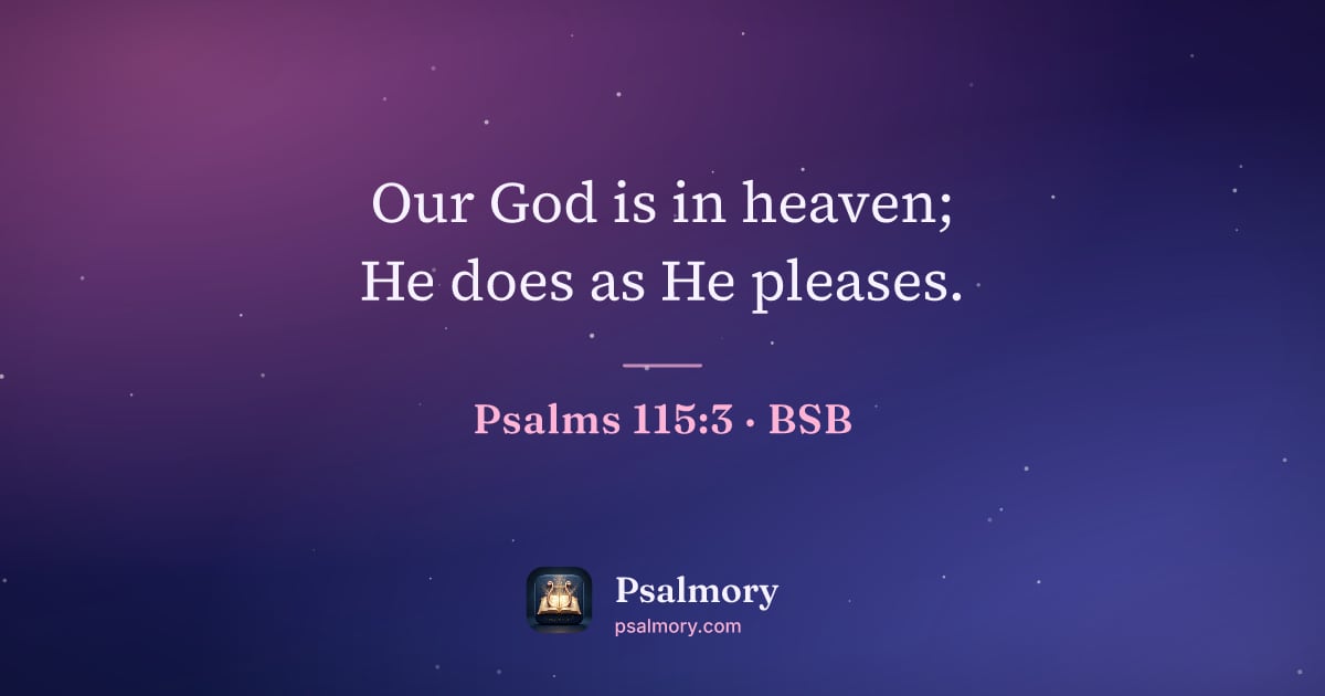 Psalm 115:3 verse artwork: Our God is in heaven; He does as He pleases.