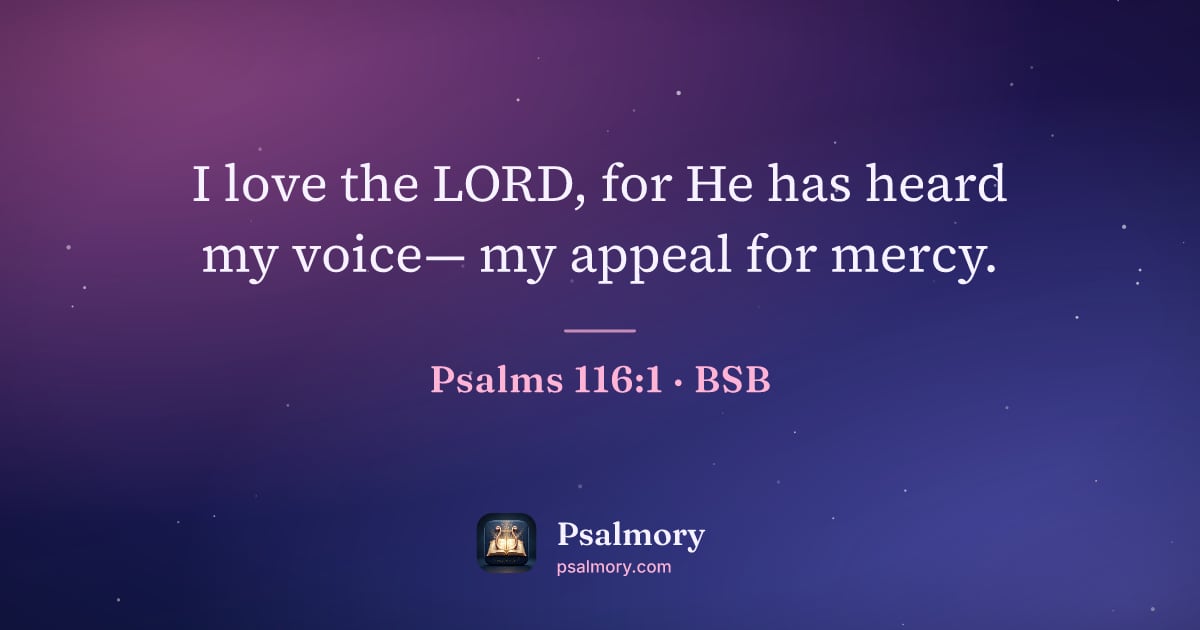 Psalm 116:1 verse artwork: I love the LORD, for He has heard my voice— my appeal for mercy.