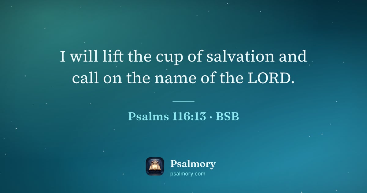 Psalm 116:13 verse artwork: I will lift the cup of salvation and call on the name of the LORD.