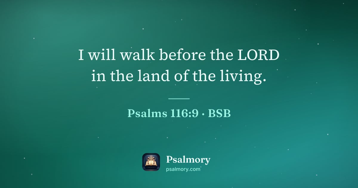 Psalm 116:9 verse artwork: I will walk before the LORD in the land of the living.