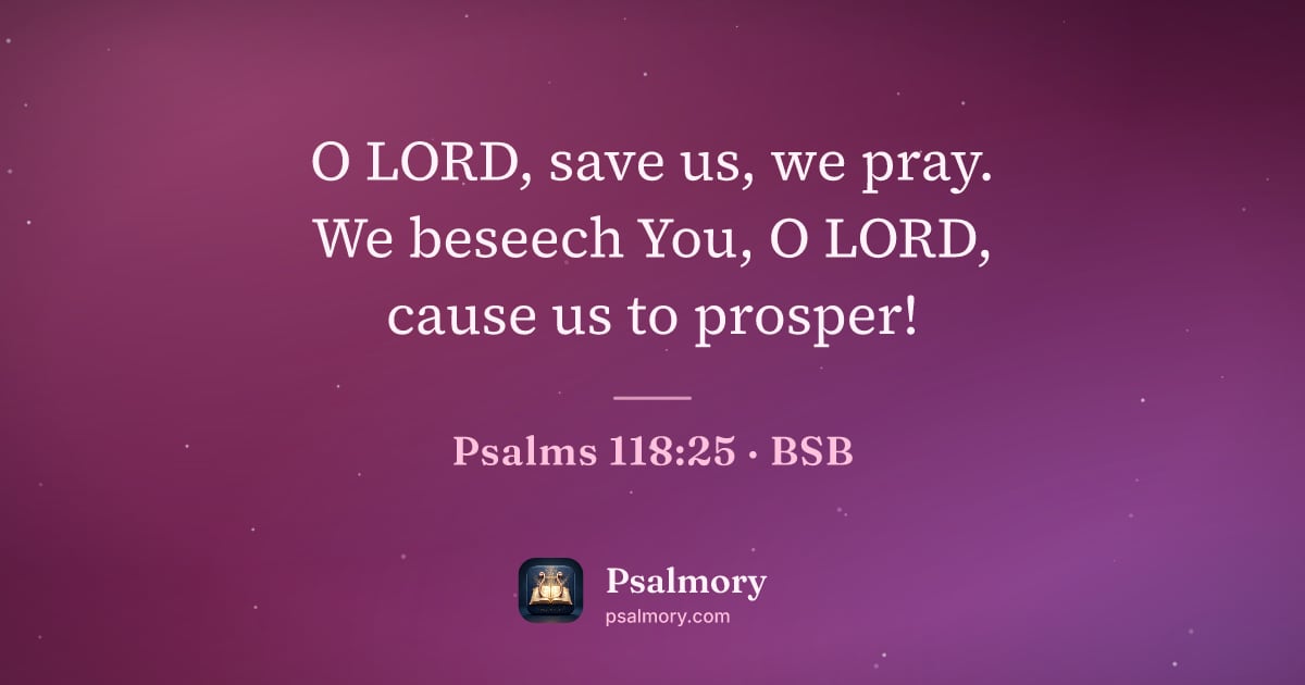 Psalm 118:25 verse artwork: O LORD, save us, we pray. We beseech You, O LORD, cause us to prosper!