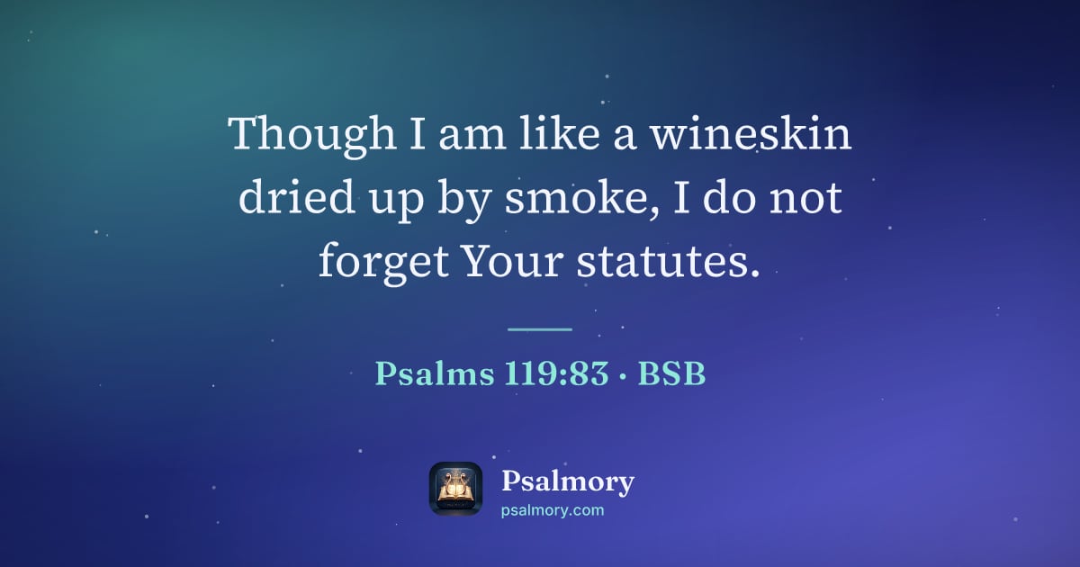 Psalm 119:83 verse artwork: Though I am like a wineskin dried up by smoke, I do not forget Your statutes.