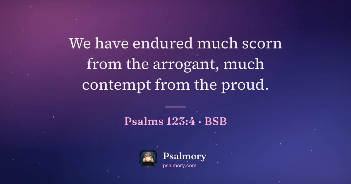 Psalm 123:4 verse artwork: We have endured much scorn from the arrogant, much contempt from the proud.