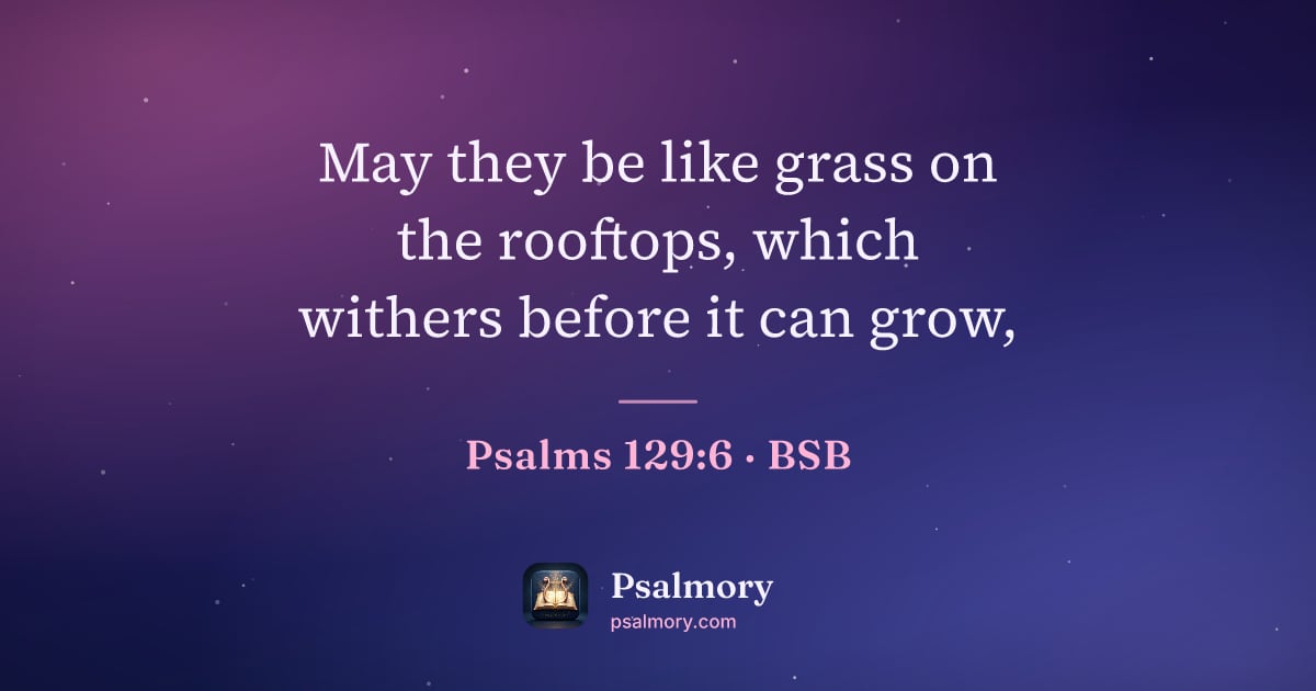 Psalm 129:6 verse artwork: May they be like grass on the rooftops, which withers before it can grow,