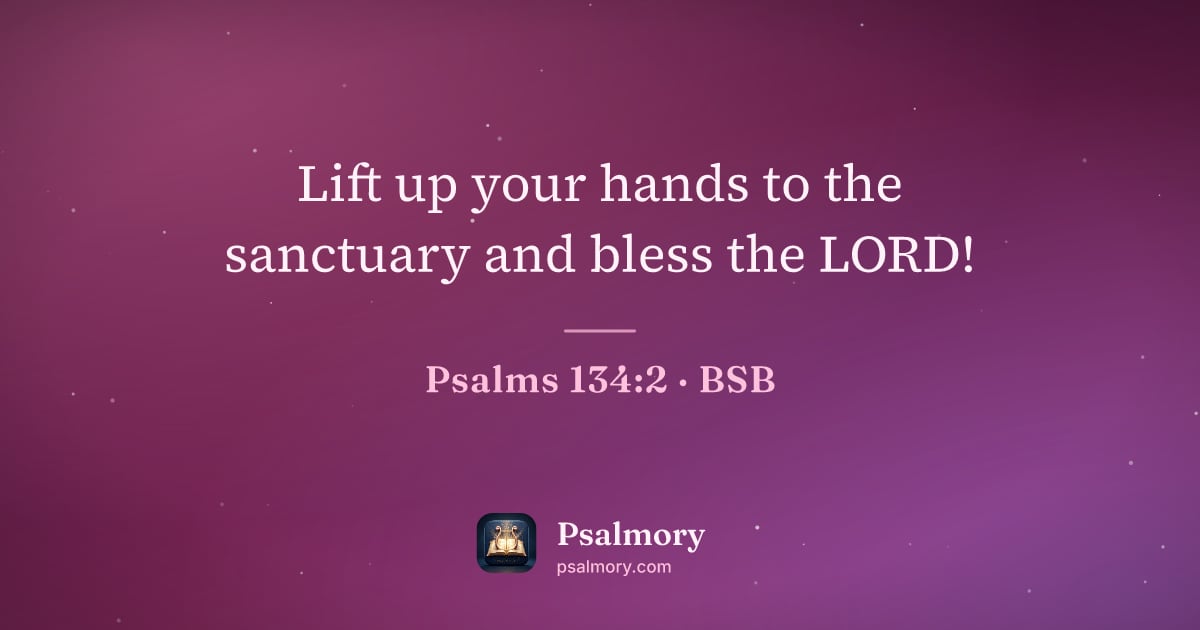 Psalm 134:2 verse artwork: Lift up your hands to the sanctuary and bless the LORD!