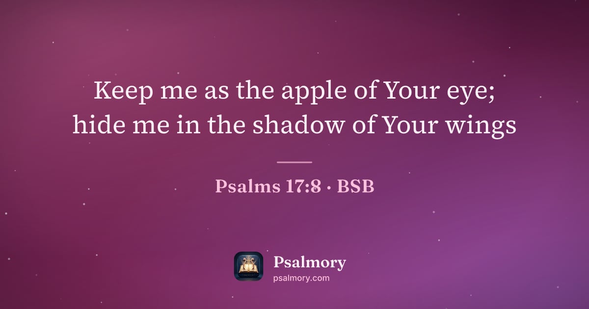 Psalm 17:8 verse artwork: Keep me as the apple of Your eye; hide me in the shadow of Your wings