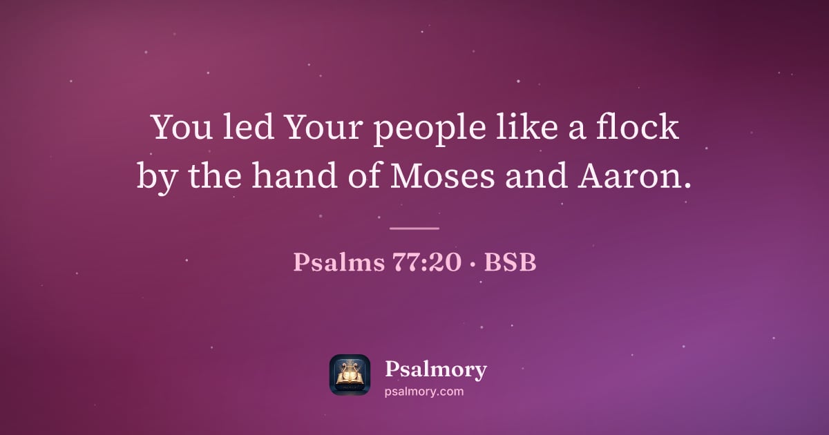 Psalm 77:20 verse artwork: You led Your people like a flock by the hand of Moses and Aaron.