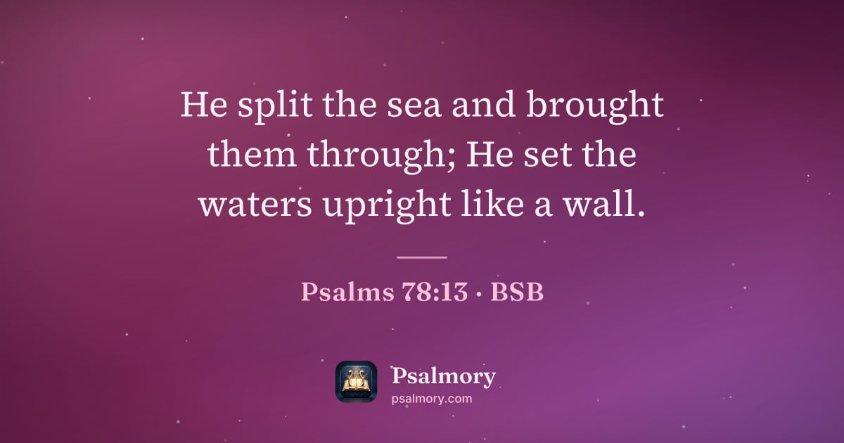 Psalm 78:13 verse artwork: He split the sea and brought them through; He set the waters upright like a wall.