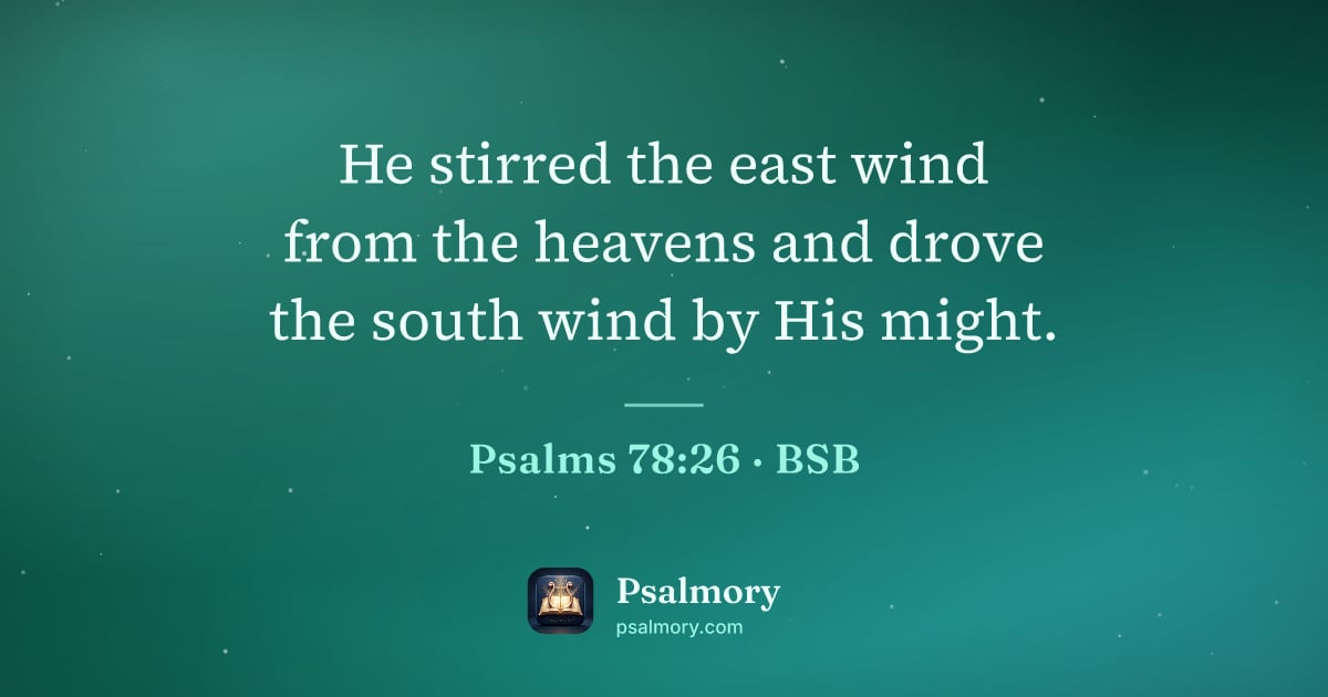Psalm 78:26 verse artwork: He stirred the east wind from the heavens and drove the south wind by His might.