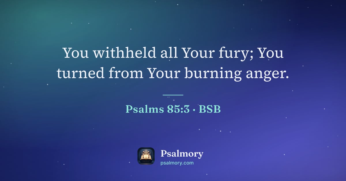 Psalm 85:3 verse artwork: You withheld all Your fury; You turned from Your burning anger.