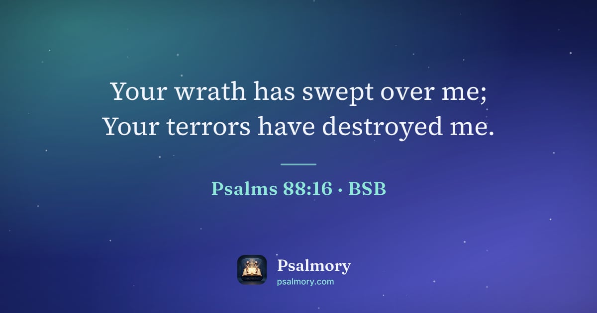 Psalm 88:16 verse artwork: Your wrath has swept over me; Your terrors have destroyed me.