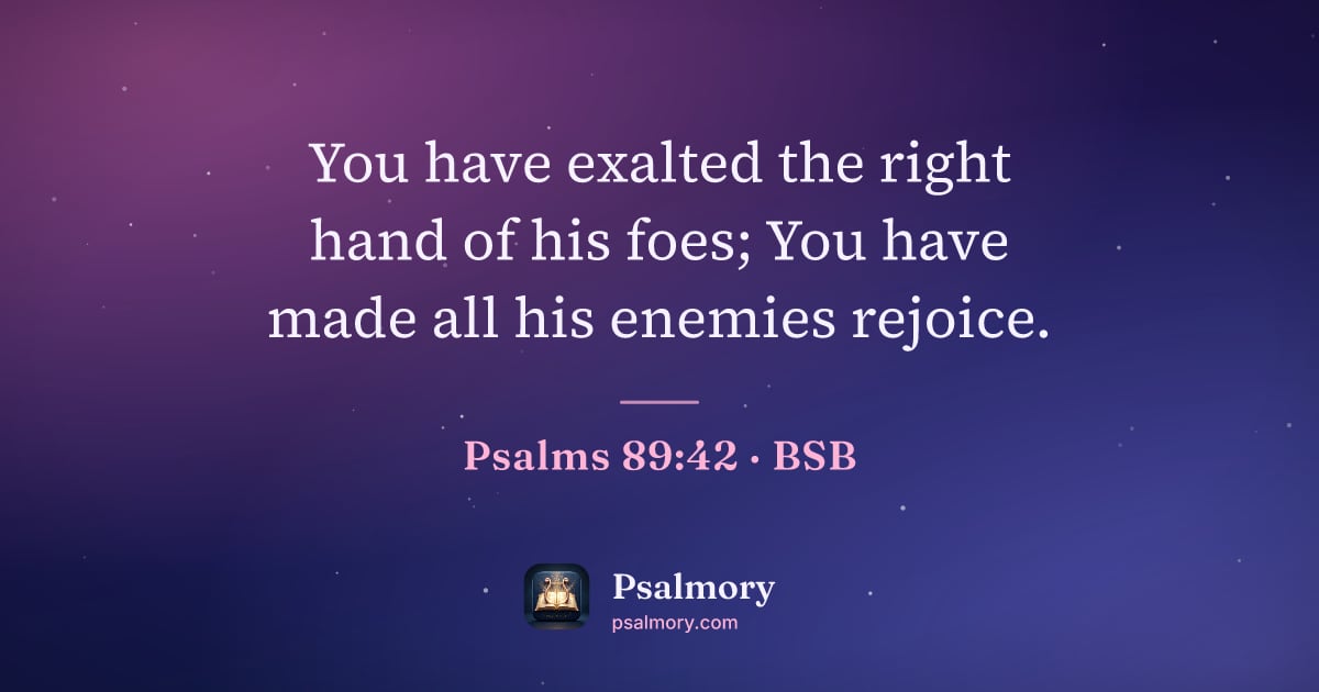 Psalm 89:42 verse artwork: You have exalted the right hand of his foes; You have made all his enemies rejoice.
