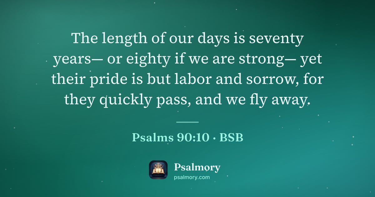 Psalm 90:10 verse artwork: The length of our days is seventy years— or eighty if we are strong— yet their pride is…