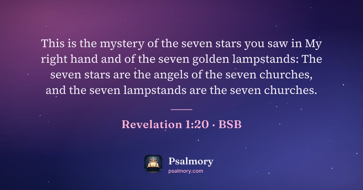 Revelation 1:20 verse artwork: This is the mystery of the seven stars you saw in My right hand and of the seven golden…