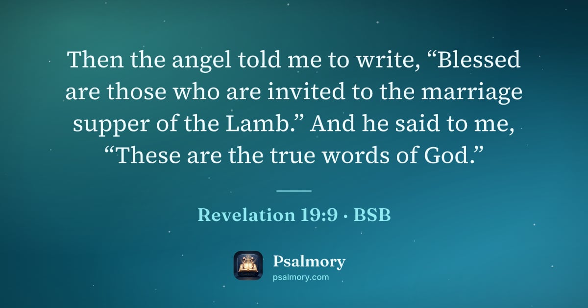 Revelation 19:9 verse artwork: Then the angel told me to write, “Blessed are those who are invited to the marriage…