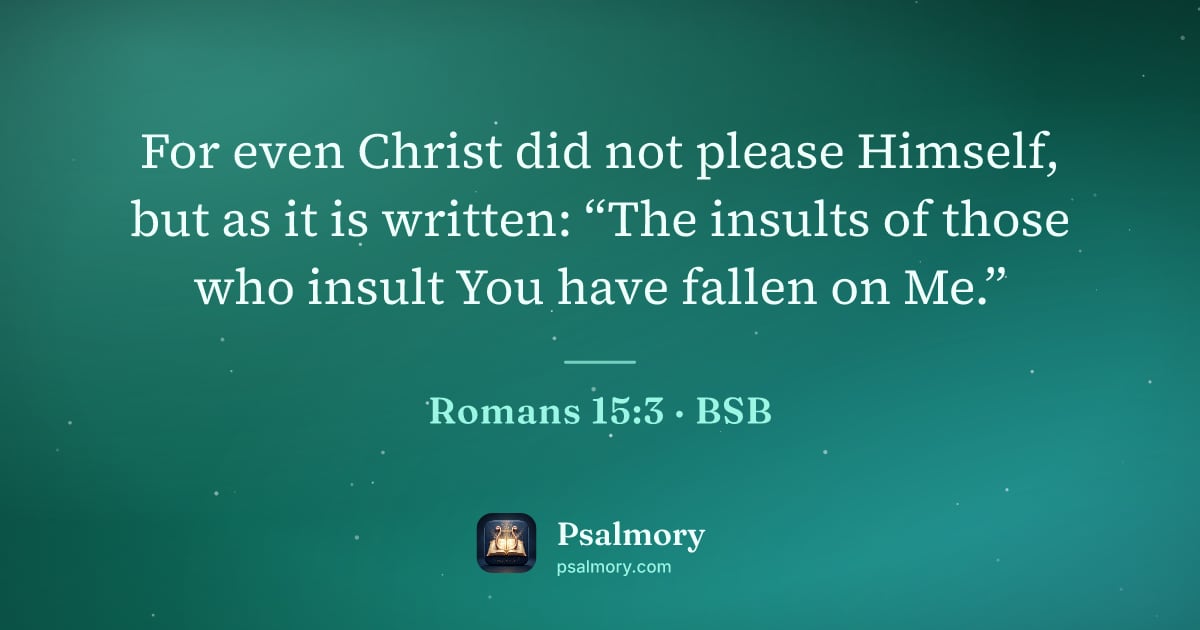 Romans 15:3 verse artwork: For even Christ did not please Himself, but as it is written: “The insults of those who…
