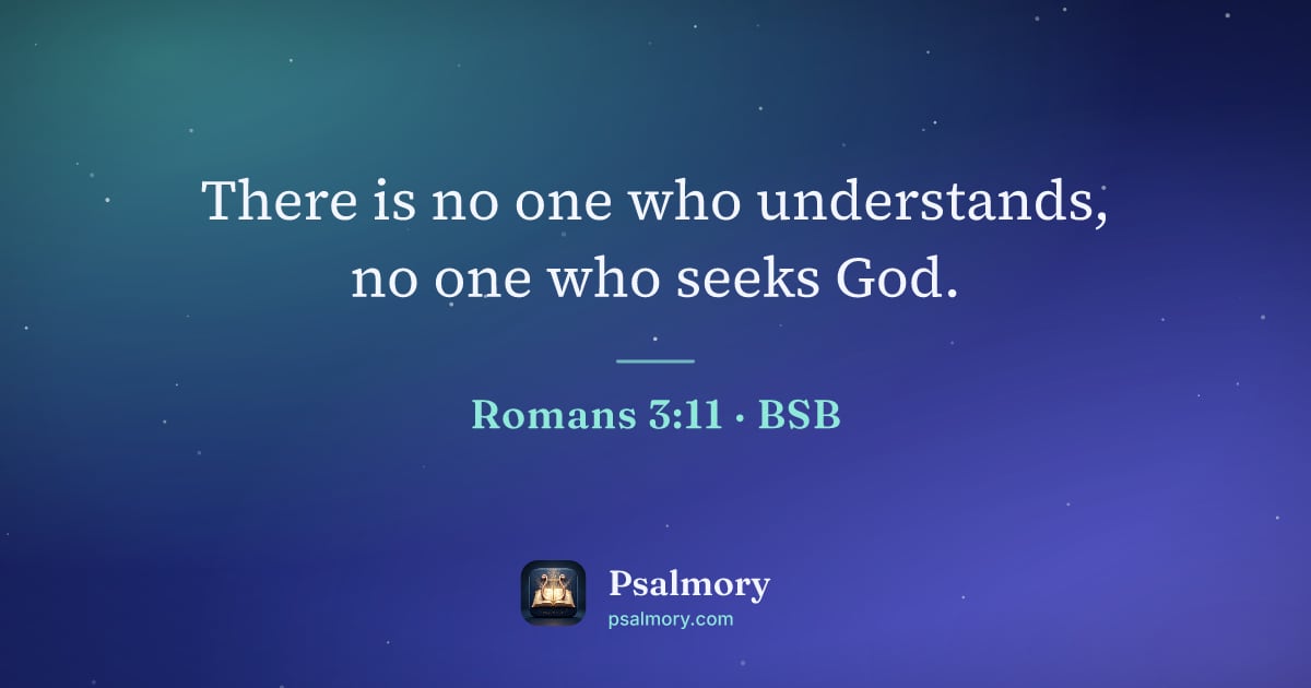 Romans 3:11 verse artwork: There is no one who understands, no one who seeks God.