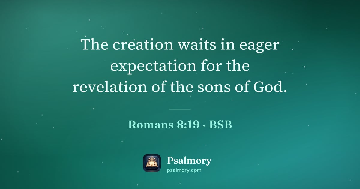 Romans 8:19 verse artwork: The creation waits in eager expectation for the revelation of the sons of God.