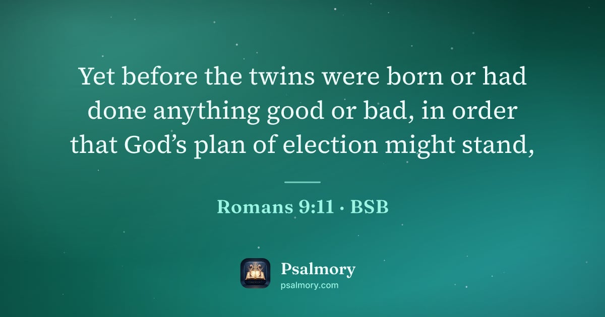 Romans 9:11 verse artwork: Yet before the twins were born or had done anything good or bad, in order that God’s…