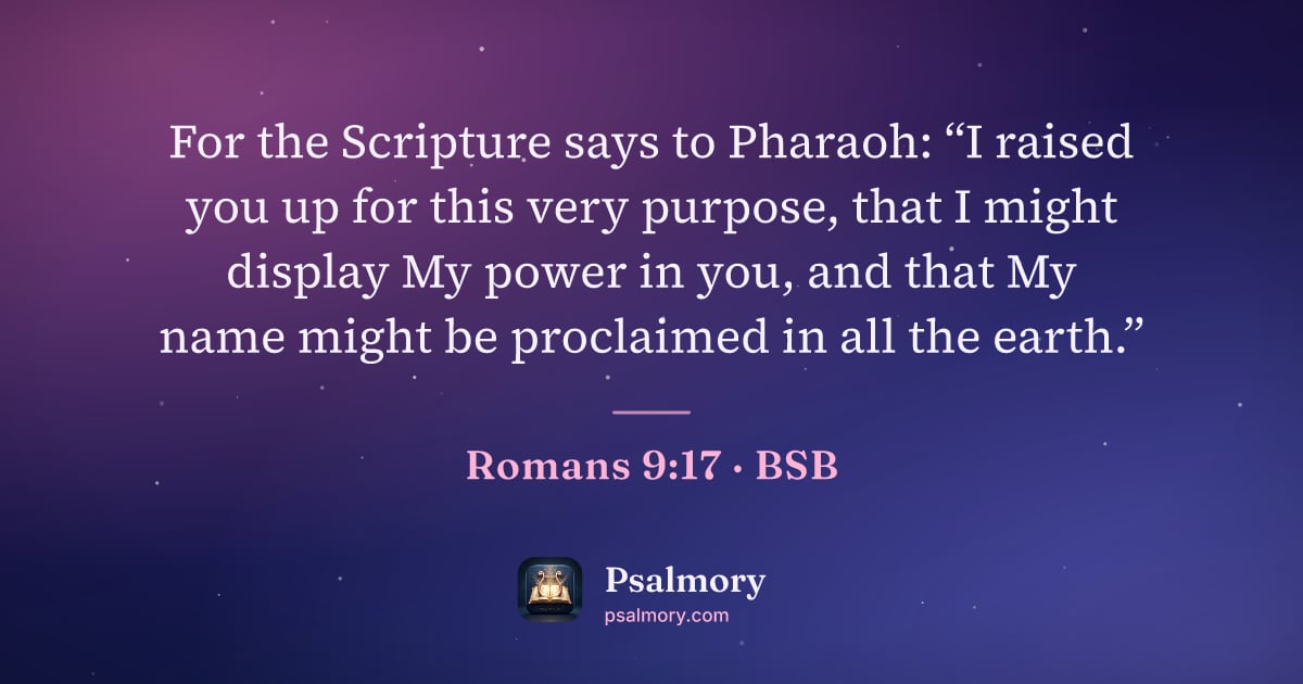 Romans 9:17 verse artwork: For the Scripture says to Pharaoh: “I raised you up for this very purpose, that I might…