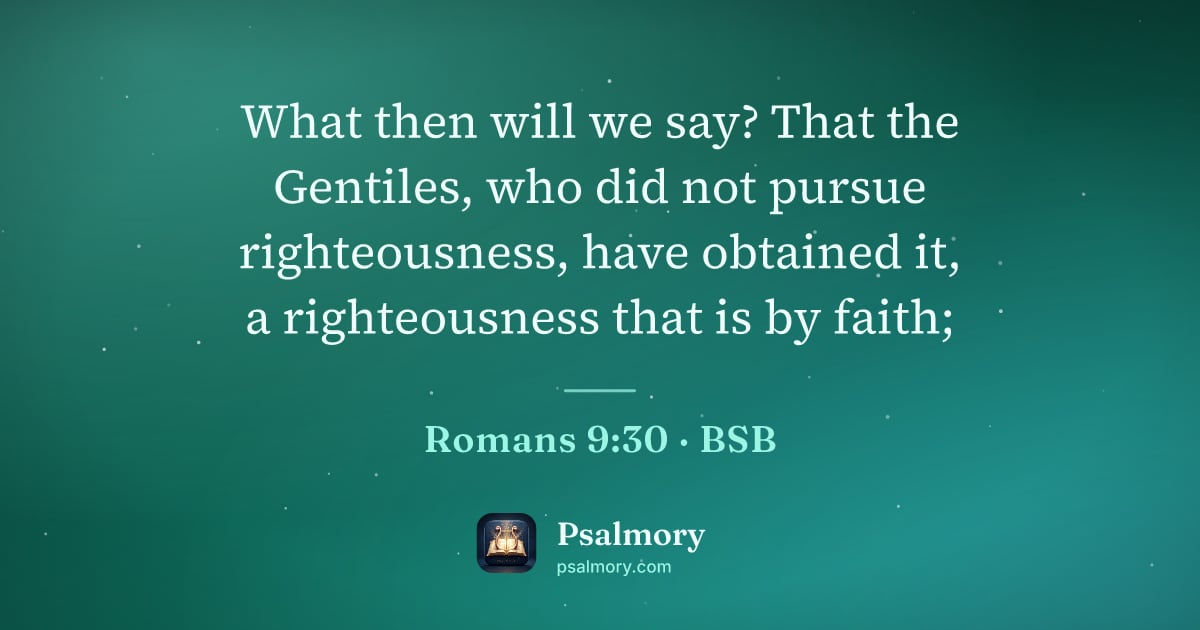 Romans 9:30 verse artwork: What then will we say? That the Gentiles, who did not pursue righteousness, have…