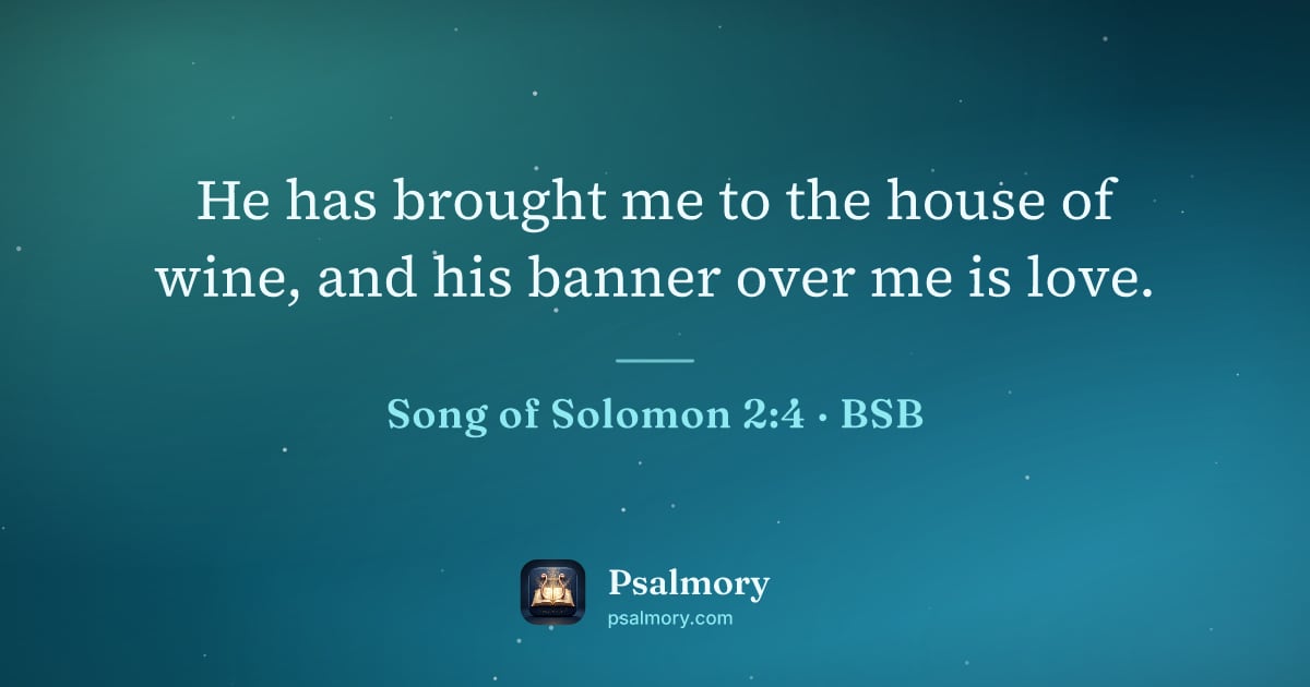 Song of Solomon 2:4 verse artwork: He has brought me to the house of wine, and his banner over me is love.