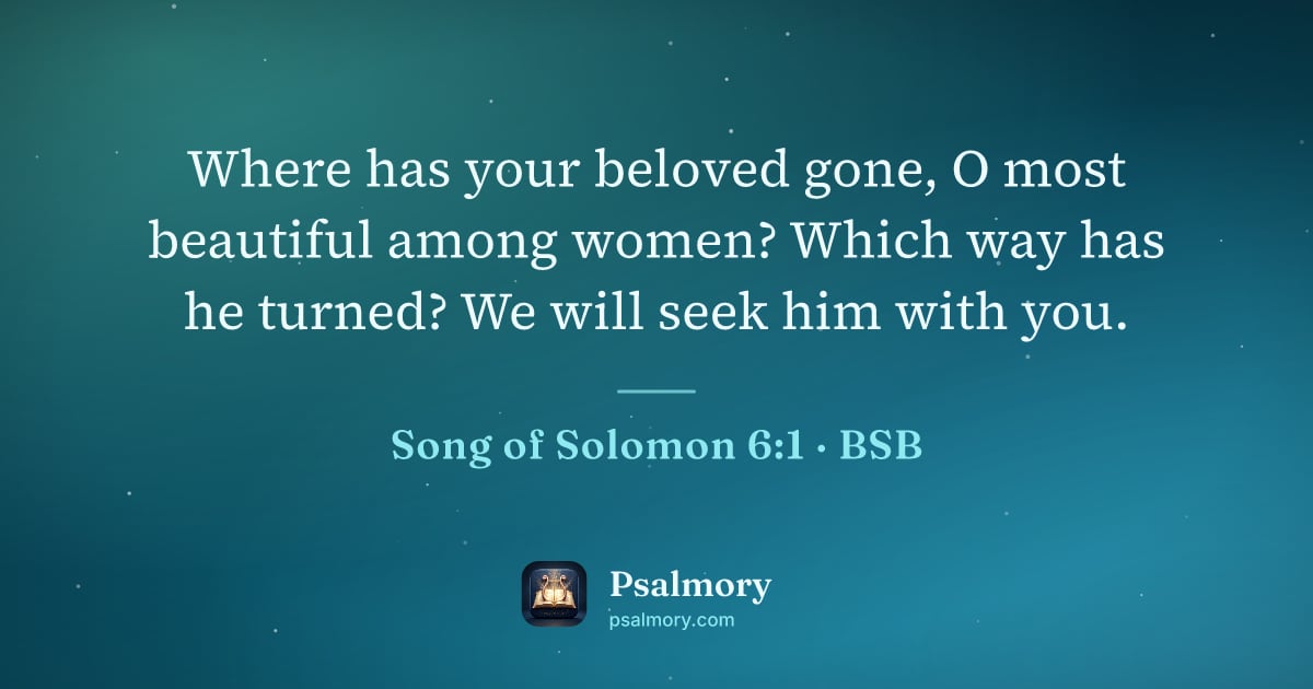 Song of Solomon 6:1 verse artwork: Where has your beloved gone, O most beautiful among women? Which way has he turned? We…