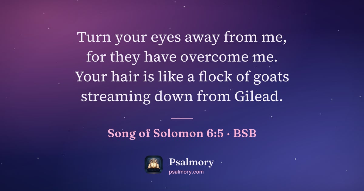 Song of Solomon 6:5 verse artwork: Turn your eyes away from me, for they have overcome me. Your hair is like a flock of…