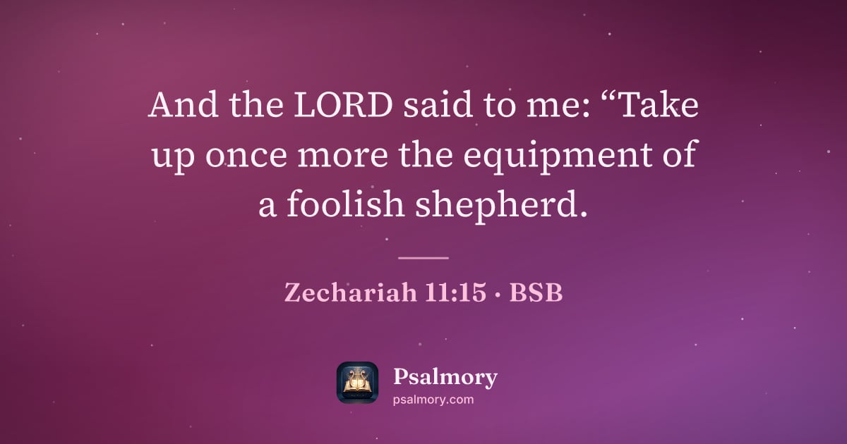 Zechariah 11:15 verse artwork: And the LORD said to me: “Take up once more the equipment of a foolish shepherd.