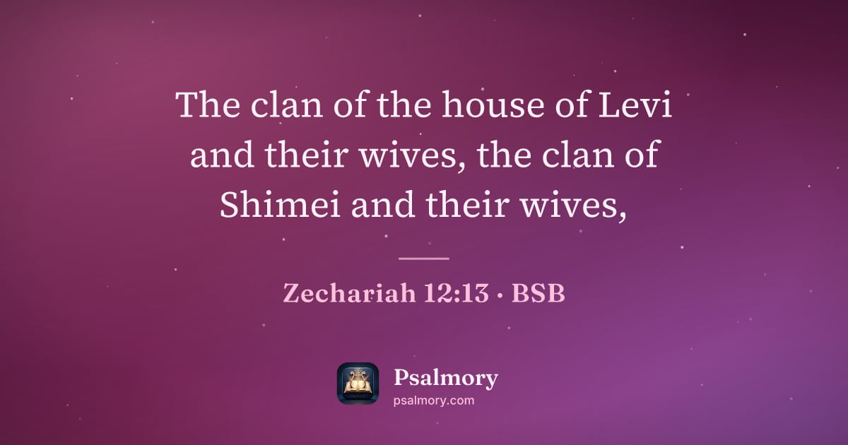 Zechariah 12:13 verse artwork: The clan of the house of Levi and their wives, the clan of Shimei and their wives,